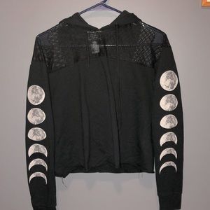 Black crop top hoodie; women’s size S